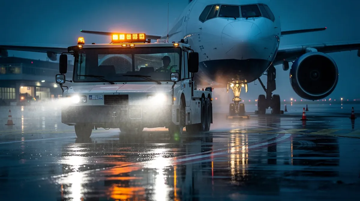 Koguty LED i lampy robocze na pojazdach lotniskowych