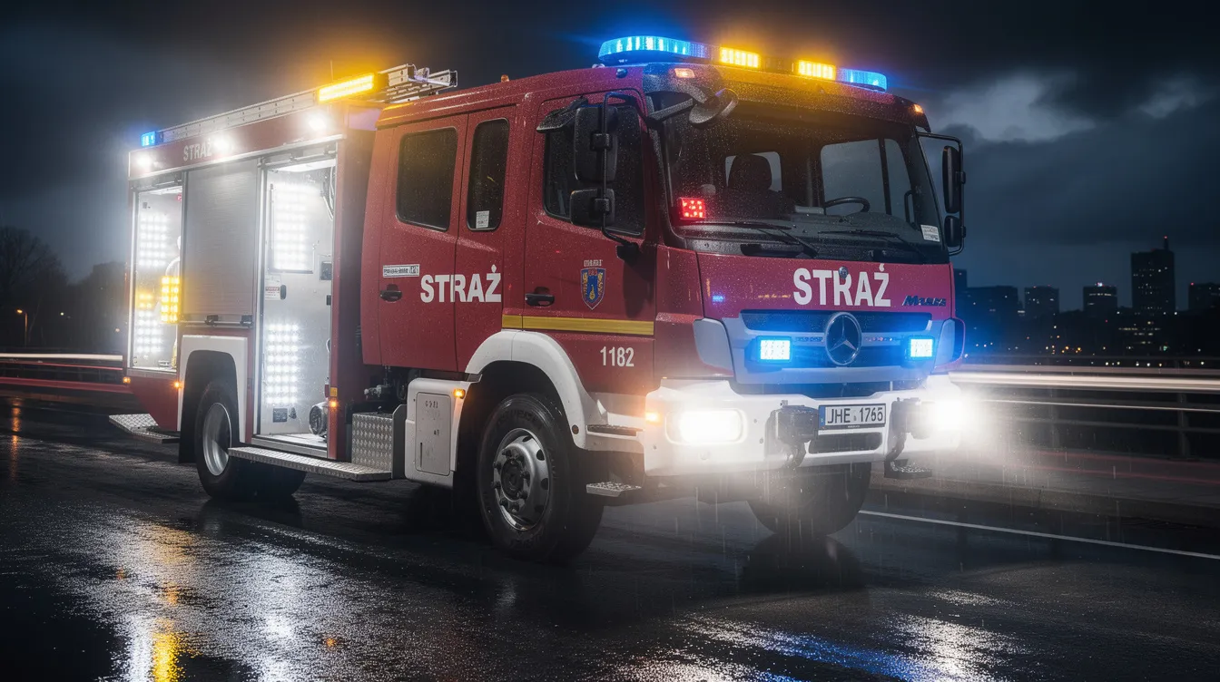 Koguty LED i lampy robocze dla straży pożarnej – przepisy CNBOP