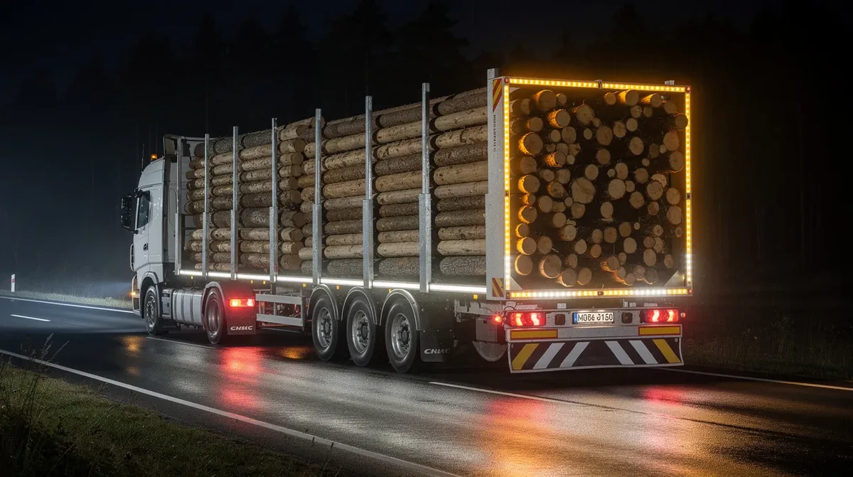 Lampy obrysowe LED i tylne lampy zespolone na naczepie kłodowej – obowiązkowe oświetlenie zgodne z ECE i polskim Prawem o ruchu drogowym