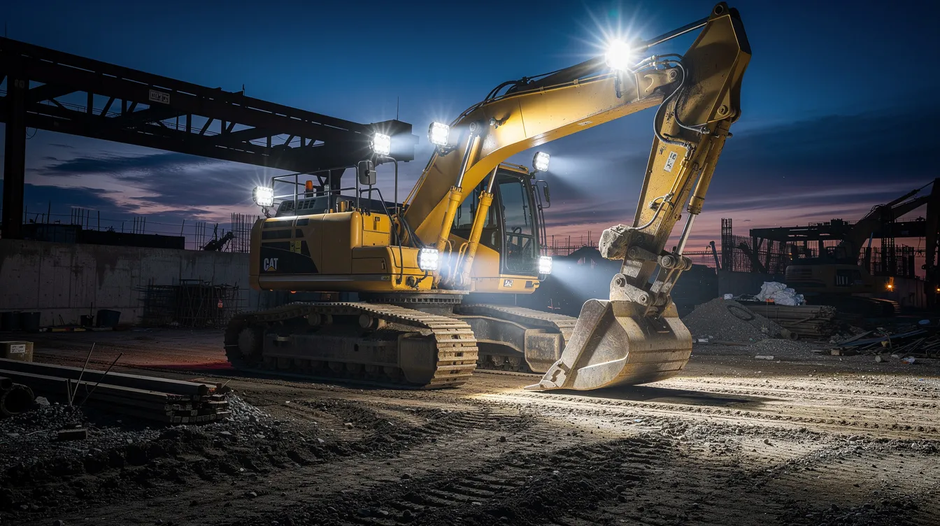 Lampy robocze LED na maszynach budowlanych: moc i montaż