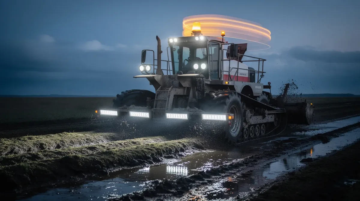 Lampy robocze LED na maszynach torfowych: ATEX i IP68