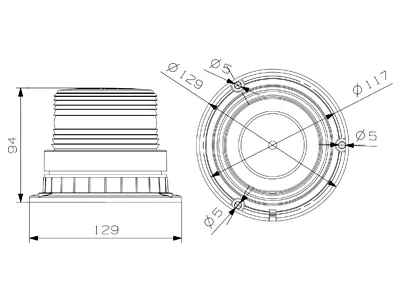 Kogut LED migający pomarańczowy 10-110V 60 diod - montaż śrubowy 3-punktowy - Zdjęcie 2