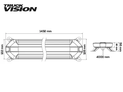 TRUCKVISION Panel Ostrzegawczy LED 1432mm 12-24V 144 Diod Bursztynowy - Zdjęcie 3