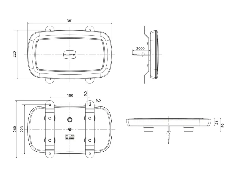 BULLBOY Panel LED Ostrzegawczy 381mm Żółty 10-30V 14 Funkcji Błysku - Zdjęcie 5