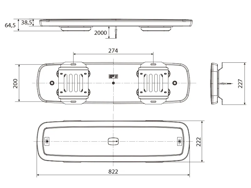 BULLBOY Panel ostrzegawczy LED 829mm żółty 10-30V 14 funkcji - Zdjęcie 4