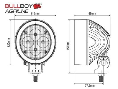 BULLBOY AGRILINE Lampa robocza LED 60W 3500lm 9-32V do ciągników John Deere - Zdjęcie 4
