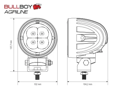 BULLBOY AGRILINE Lampa robocza LED 60W 4338lm 9-32V do ciągników Valtra - Zdjęcie 3