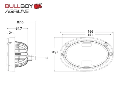 BULLBOY AGRILINE Lampa robocza LED wpuszczana 45W 2710lm 10-30V do Massey Ferguson - Zdjęcie 4