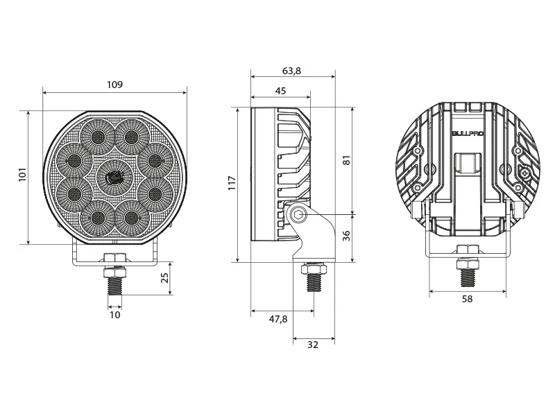 BULLPRO SPECTRUM ELLIPSE 54 - Lampa Robocza LED 8100lm 36 Osram 9-32V - Zdjęcie 3
