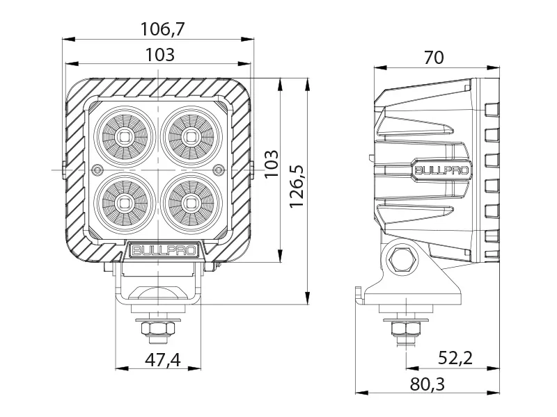 OCEAN VISION Lampa Robocza LED 80W 4100lm 12-48V Spot Beam - Zdjęcie 2