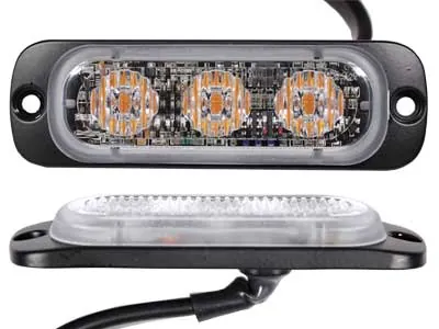 AXIXTECH Lampa LED grille stroboskopowa ultra płaska 12-24V pomarańczowa 3 LED - Zdjęcie 2