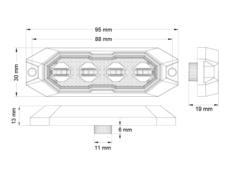 Truck Vision Stroboskop LED 12-24V 4x3W - Głowica Ostrzegawcza IP6K9K - Zdjęcie 6