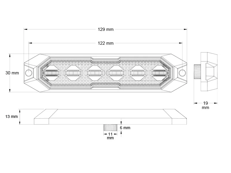 Truck Vision LED Light Head 6x3W 12-24V - Stroboskop Ostrzegawczy ECE R65 - Zdjęcie 6