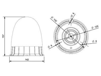 Kogut LED Ostrzegawczy 12-24V 8 LED Bursztynowy ECE R65/R10 Śrubowy 142x162mm - Zdjęcie 2
