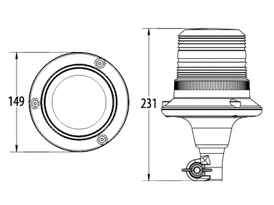 ECCO Kogut LED ostrzegawczy bursztynowy 12-24V na rurę flexi base 9 LED R65 - Zdjęcie 2
