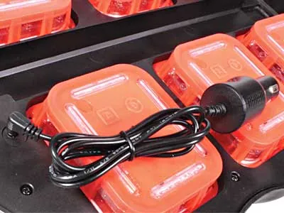 Zestaw 6 Lamp Ostrzegawczych LED w Walizce - Pomarańczowe, Bezprzewodowe 2.4GHz, Akumulatorowe - Zdjęcie 4