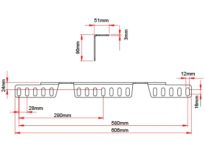 Wspornik na Dodatkowe Światła za Tablicę Rejestracyjną EU 606mm - Malowany Czarny 3mm - Zdjęcie 3