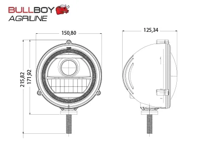 BULLBOY AGRILINE Lampa Przednia LED 15W - Dwa Tryby Światła 700/1200lm Osram 10-30V - Zdjęcie 4