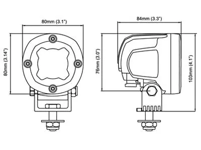 NORDIC LIGHTS N12 Lampa Robocza LED 12-48V 80x80mm z certyfikatem ADR - Zdjęcie 3