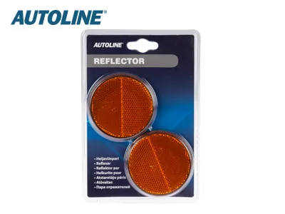 AUTOLINE Odblaski Okrągłe Żółte Ø 70mm - Para Odblasków do Klejenia - Zdjęcie 2