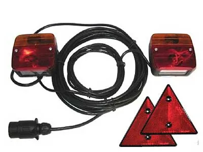 AUTOLINE Zestaw Lamp Tylnych do Przyczepy 12V z Trójkątami Odblaskowymi - Dalekosiezne.pl