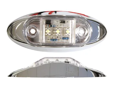 Lampa obrysowa LED biała 9-30V 3 LED 100mm z chromowaną ramką - Dalekosiezne.pl