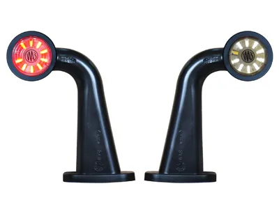 WAS Lampa obrysowa boczna LED 10-36V z gumowym ramieniem biało-czerwona 90° homologacja E - Dalekosiezne.pl