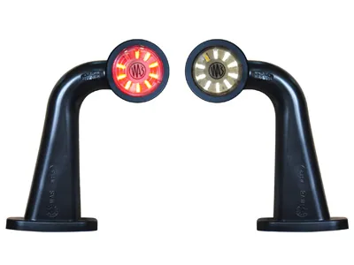 WAS Lampa obrysowa boczna LED gumowe ramię 10-36V lewo biało-czerwona E-appr - Dalekosiezne.pl