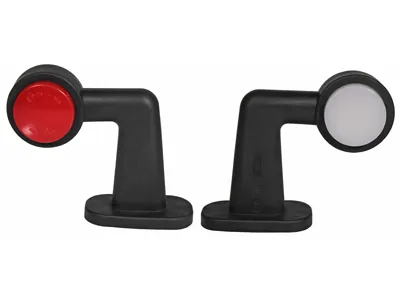 WAS LED Lampa Obrysowa Boczna 12-24V Efekt NEON Biało-Czerwona Lewa z Gumowym Ramieniem - Dalekosiezne.pl