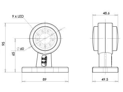 WAS Lampa obrysowa boczna LED 12-24V biało-czerwona z homologacją ECE - Zdjęcie 3