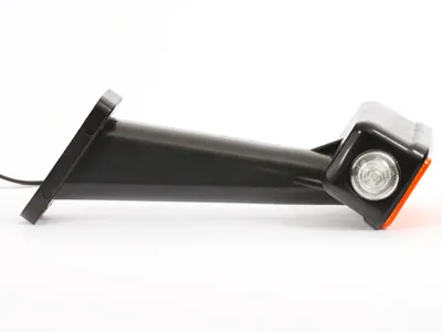 WAS Lampa Obrysowa Boczna LED 24V Lewa z Ramieniem Gumowym 45° Bursztynowa - Zdjęcie 2
