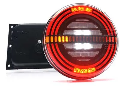 WAS Neonowa Lampa Tylna LED 24V ø142mm z Dynamicznym Kierunkowskazem - Dalekosiezne.pl