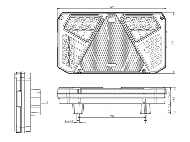WAS Lampa tylna LED do przyczepy 12-24V 242mm - 6 funkcji - Zdjęcie 3