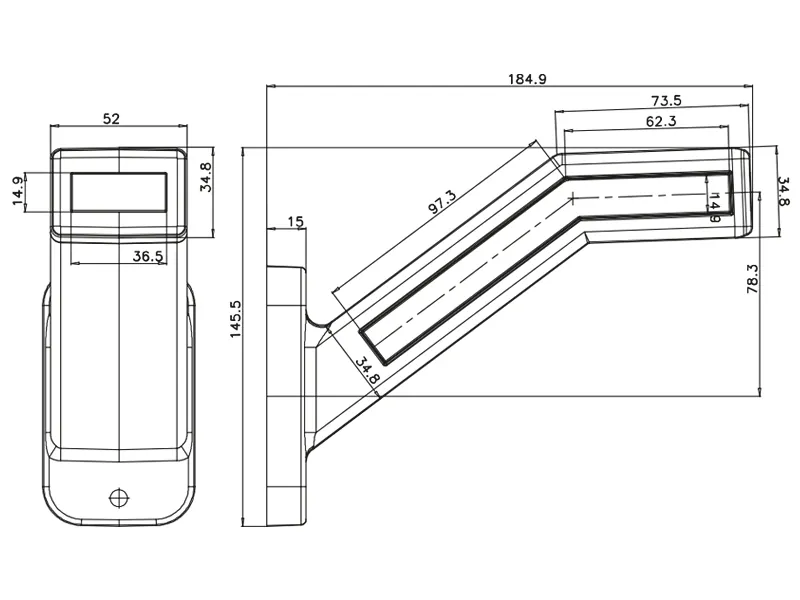 WAS Lampa Obrysowa LED z Dynamicznym Kierunkowskazem 12-24V - Boczna Neon LED - Zdjęcie 2