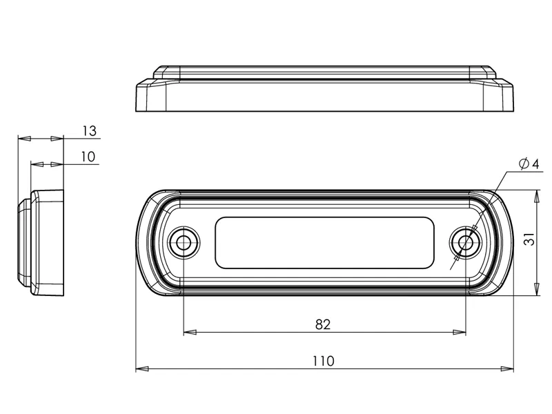 WAS Lampa Obrysowa Boczna LED Bursztynowa 12-24V 110mm z Homologacją ECE - Zdjęcie 5