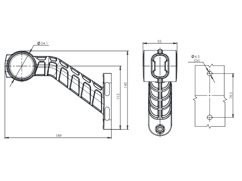 WAS Lampa Obrysowa Boczna LED 12/24V Lewa 189mm IP66/68 ECE ADR - Zdjęcie 2