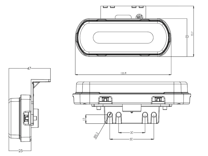 WAS Lampa Obrysowa Boczna LED 12/24V z Kierunkowskazem Bursztynowa - Zdjęcie 2