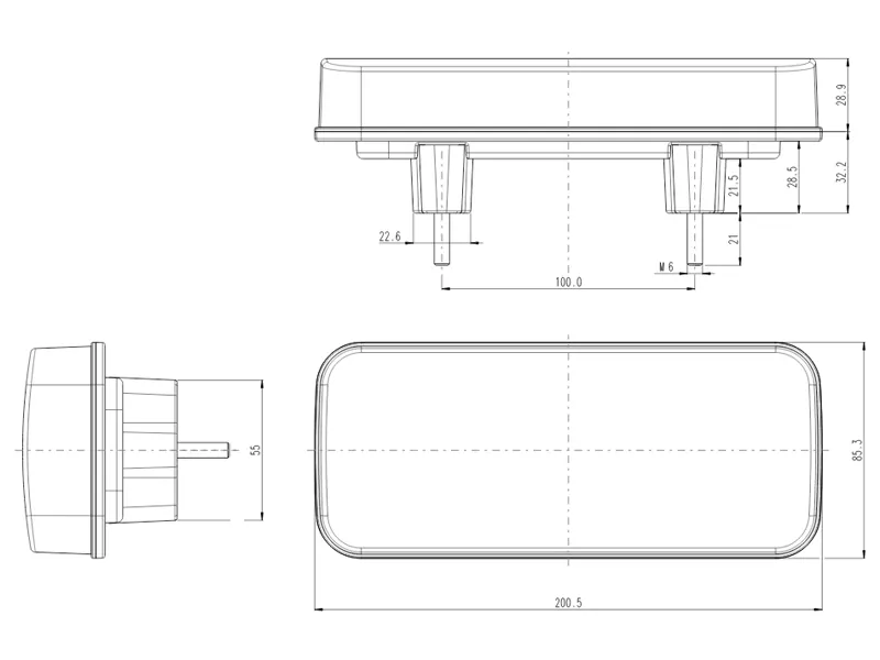 WAS Tylna Lampa LED Wielofunkcyjna 200mm - Pozycja, Stop, Kierunkowskaz, Cofania, Przeciwmgielna - Zdjęcie 2
