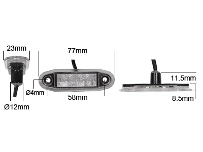 Lampa obrysowa boczna LED czerwona 12V/24V 0.4W E-appr IP69K montaż wpuszczany - Zdjęcie 2