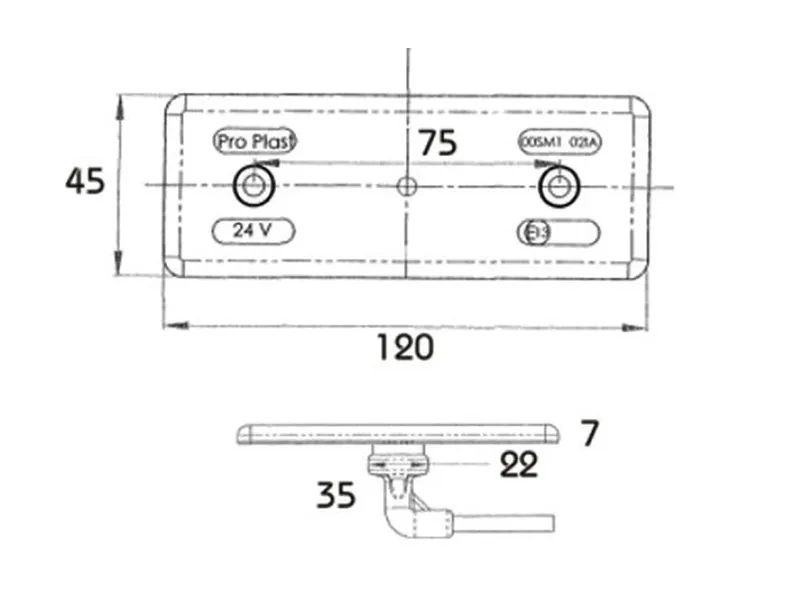 Proplast LED Lampa Obrysowa Boczna 12V 120mm z Odblaskiem i Homologacją E13 - Zdjęcie 3