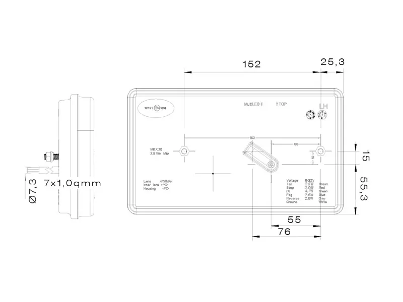 Aspöck Lampa tylna LED do przyczepy lewa 240mm 9-32V wielofunkcyjna - Zdjęcie 3