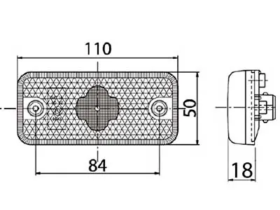 Lampa obrysowa LED 24V bursztynowa 110mm z odblaskiem - 4 diody LED do autobusów Volvo - Zdjęcie 2