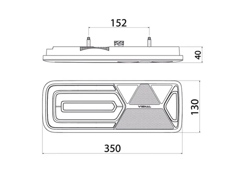 Vignal Lampa tylna LED 24V z dynamicznym kierunkowskazem - montaż poziomy 152mm - Zdjęcie 2