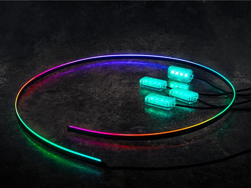 Zestaw Oświetlenia Wnętrza LED RGB - 4 Moduły + Listwa 110cm z Pilotem i Aplikacją - Zdjęcie 2