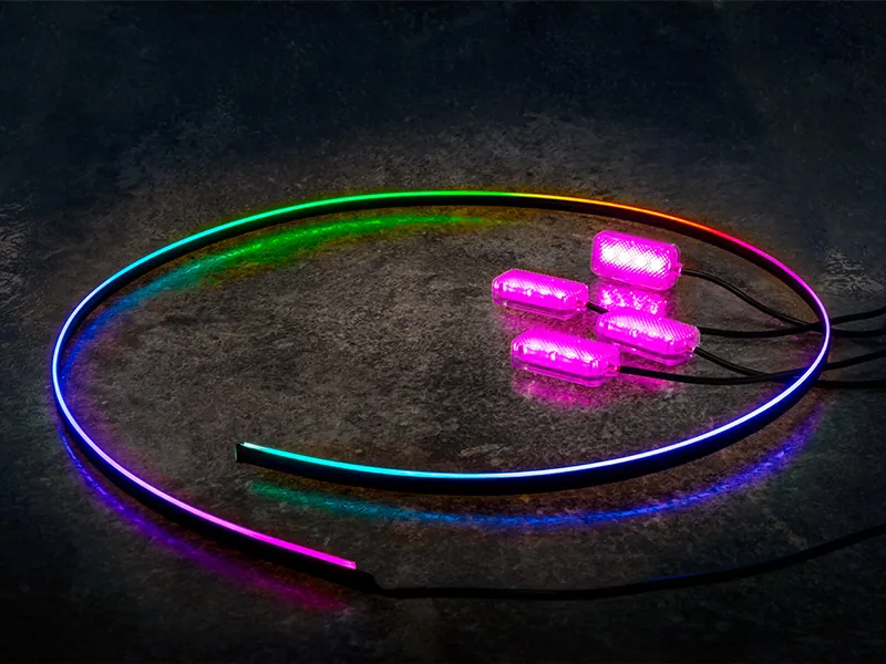 Zestaw Oświetlenia Wnętrza LED RGB - 4 Moduły + Listwa 110cm z Pilotem i Aplikacją - Zdjęcie 3