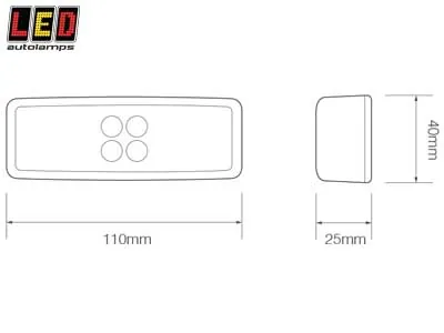 LED AUTOLAMPS Lampa Obrysowa Boczna Biała 12-24V 4 LED z Odblaskiem - Zdjęcie 2