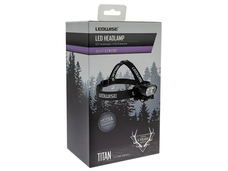 Ledwise Titan - Czołówka LED 3200lm XHP50.2 z akumulatorem 7.2V 5200mAh USB-C - Zdjęcie 2