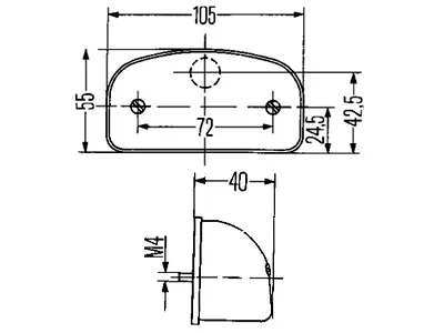 Hella Oświetlenie Tablicy Rejestracyjnej 2KA001386231 - Czarne, Niska Wersja, Rozstaw 72mm - Zdjęcie 2