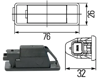 Hella Oświetlenie Tablicy Rejestracyjnej - Mercedes Viano, Vito, Sprinter - 12V T10 - Zdjęcie 2