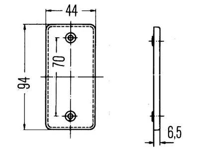 HELLA Reflektor Odblaskowy Przezroczysty 44x94mm - Montaż na Śruby 70mm - Zdjęcie 2